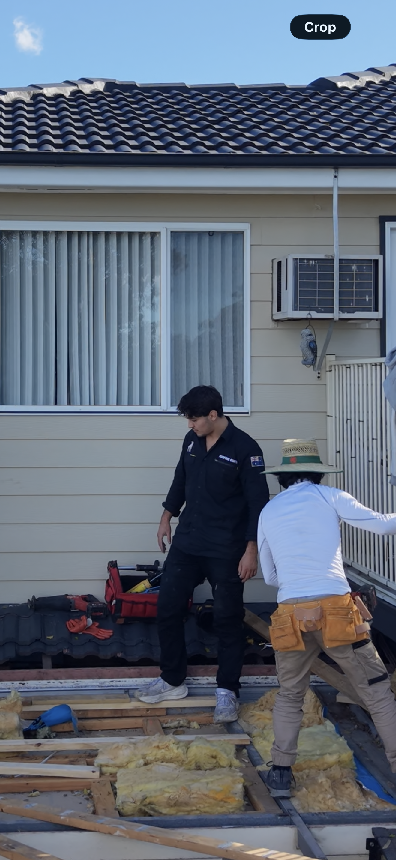Roofing Goats crew working on a tile-to-Colorbond conversion in Sydney